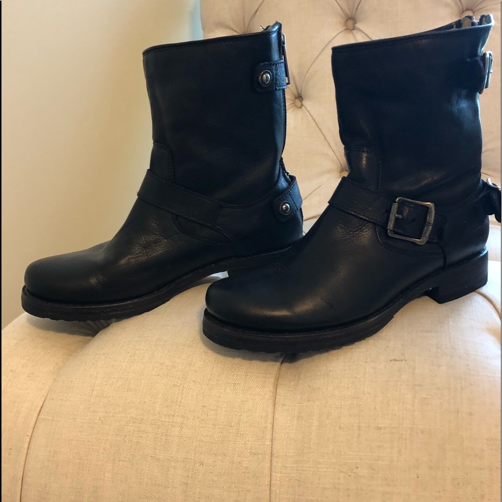 Frye Moto Black leather boots